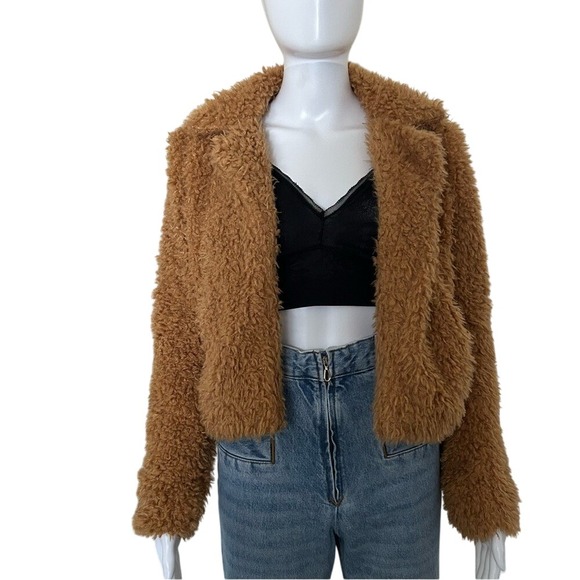 Blank NYC Jackets & Blazers - BlankNYC Faux Fur Sahara Teddy Open Front Notched Collar Jacket Coat Size XS